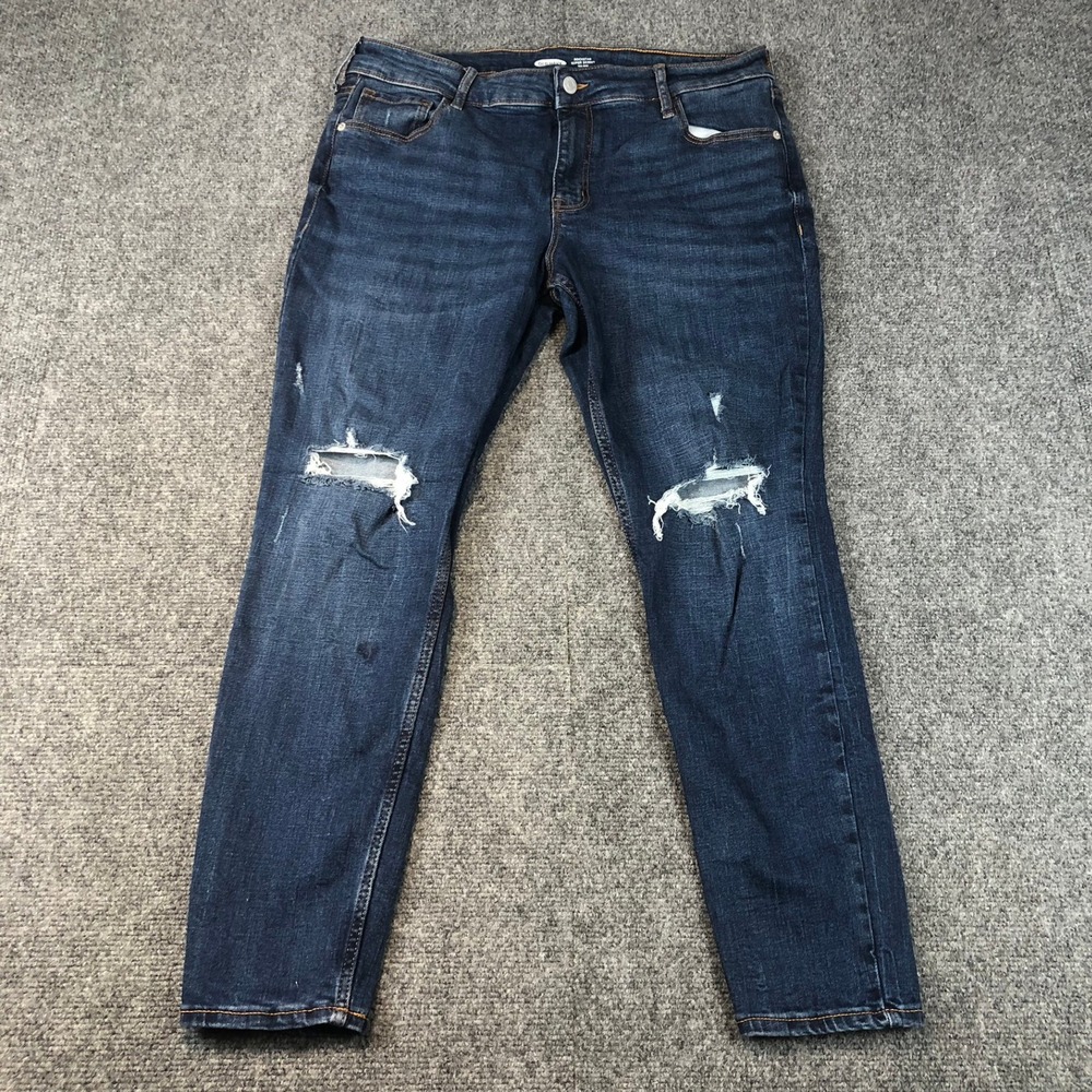 Old Navy Rockstar Super Skinny Mid-Rise Distressed Dark Wash Jeans